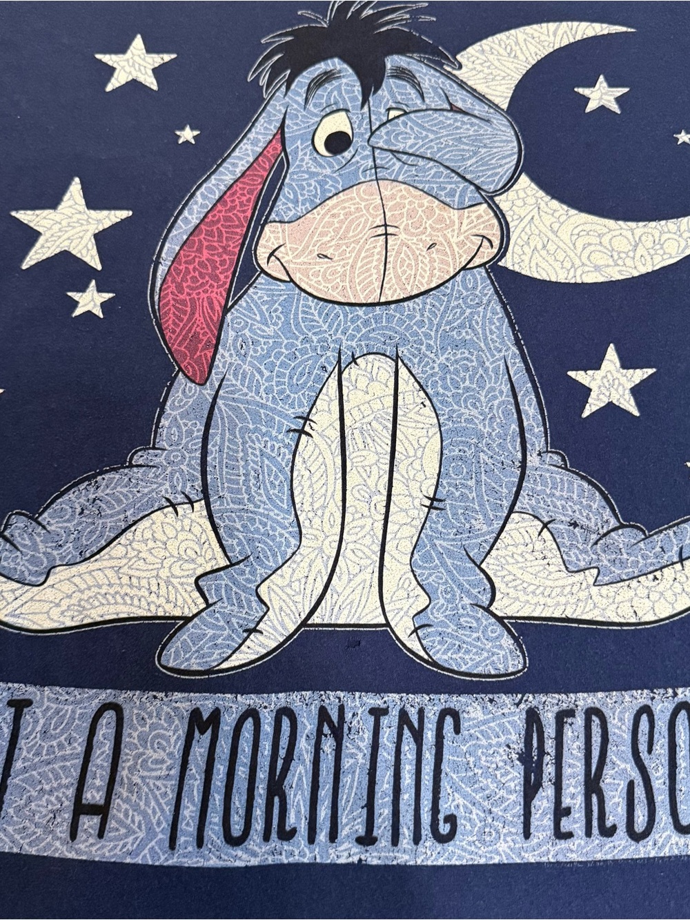Disney Eeyore Pajama Top - Navy Blue with Pink Accent